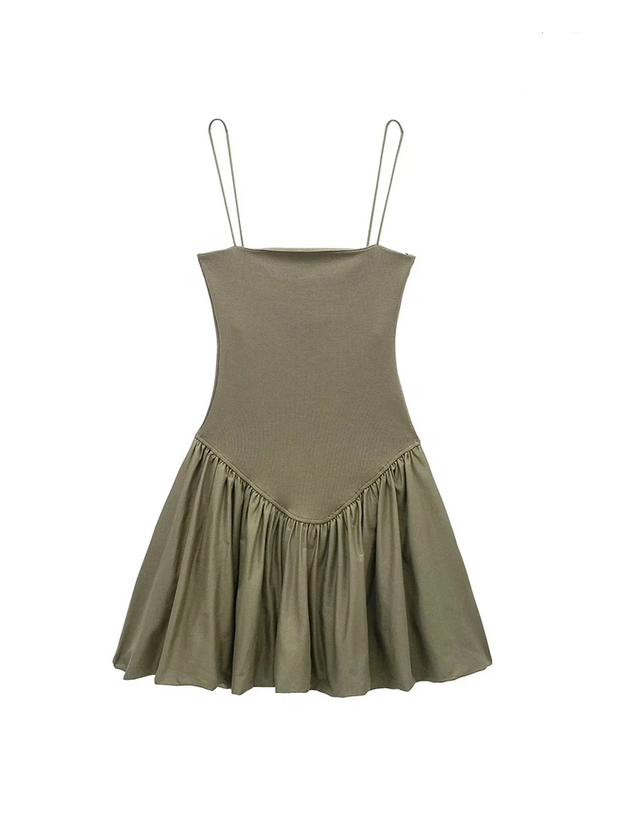 Lena - mini-robe en popeline à manches bouffantes