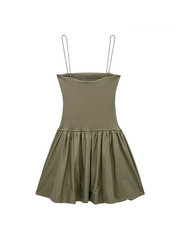 Lena - mini-robe en popeline à manches bouffantes