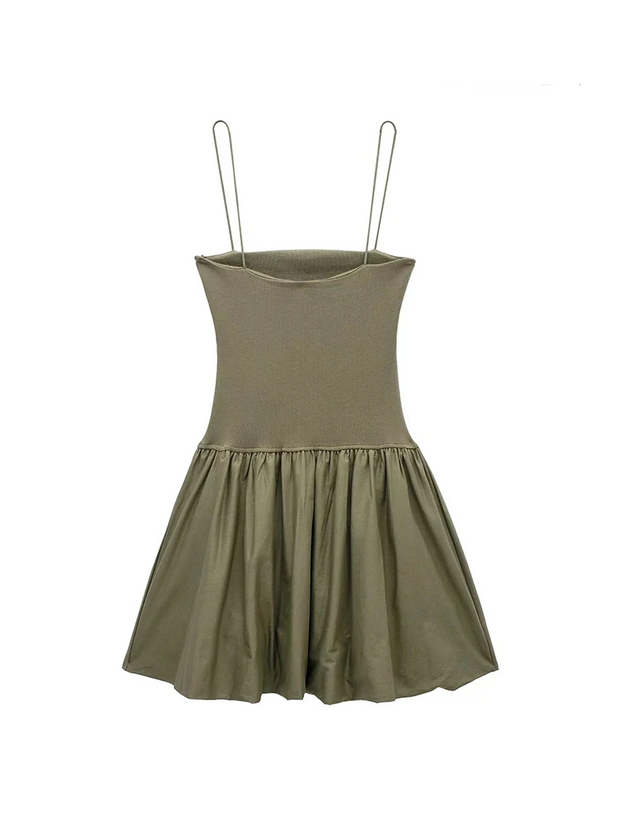 Lena - mini-robe en popeline à manches bouffantes