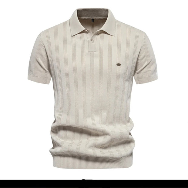 Jorven - Strukturiertes Poloshirt mit Retro-Streifen