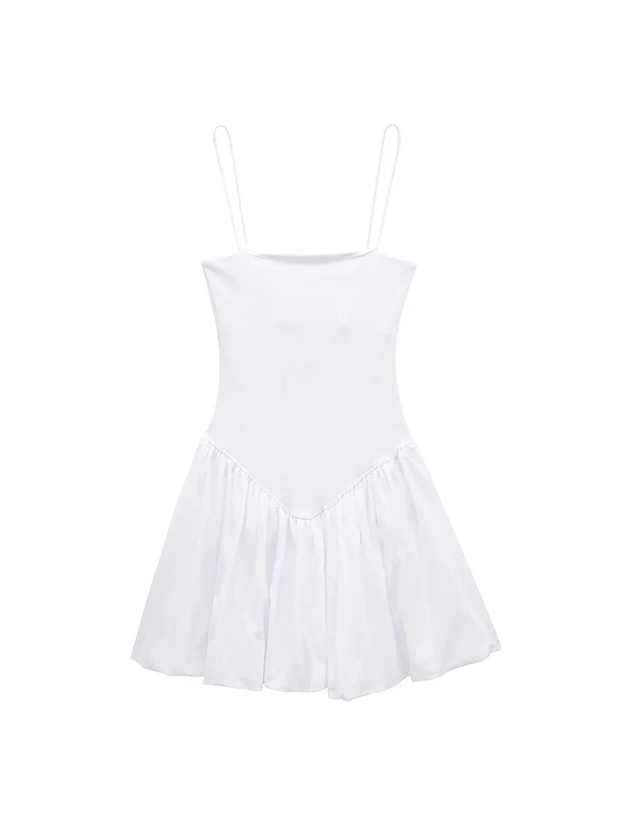 Lena - mini-robe en popeline à manches bouffantes