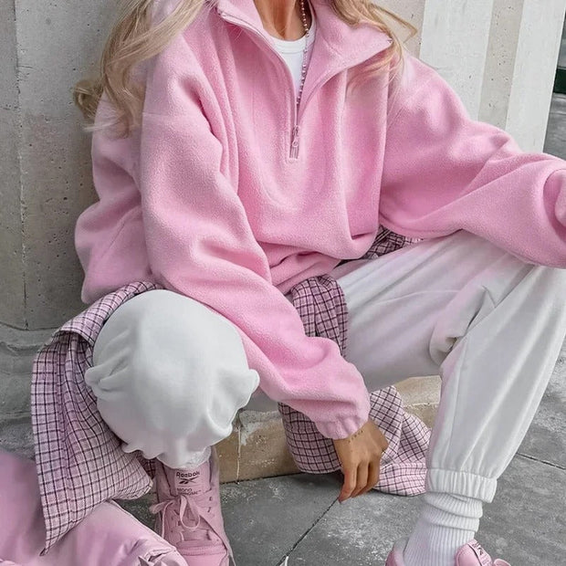 Elke - Fleecepullover mit halbem Reißverschluss