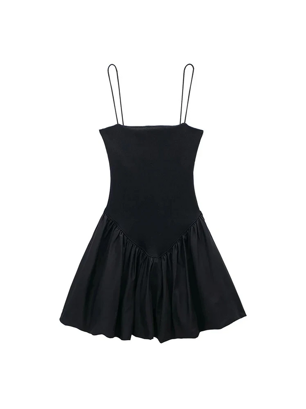 Lena - mini-robe en popeline à manches bouffantes