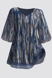 Magdalena – Elegante Chiffon-Bluse mit Animal-Print