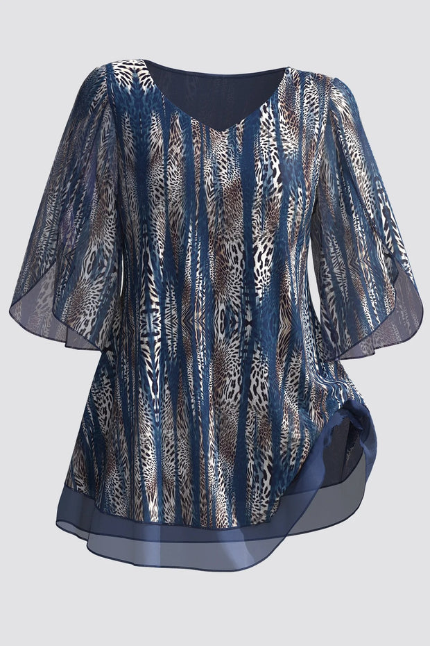 Magdalena – Elegante Chiffon-Bluse mit Animal-Print