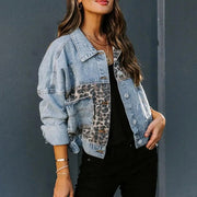 Robyn - Denim Jacke mit Leopardenmuster