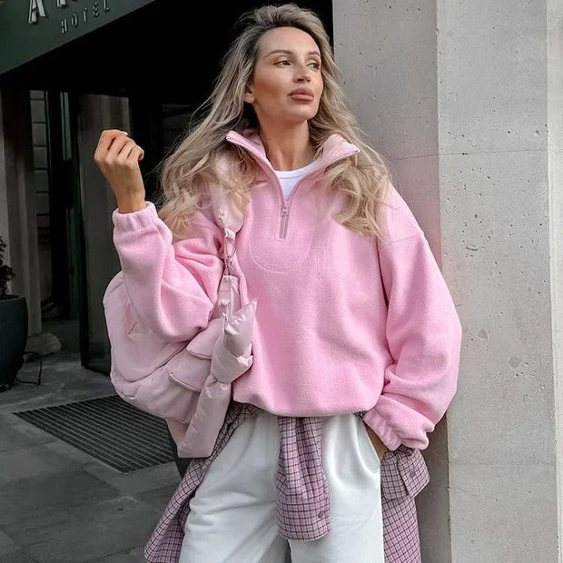 Elke - Fleecepullover mit halbem Reißverschluss
