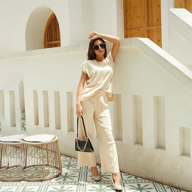 Magdalena – Ensemble deux pièces élégant avec un pantalon large et un t-shirt