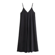 Lena - Robe midi fluide à col en V pour les vacances