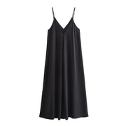 Lena - Robe midi fluide à col en V pour les vacances