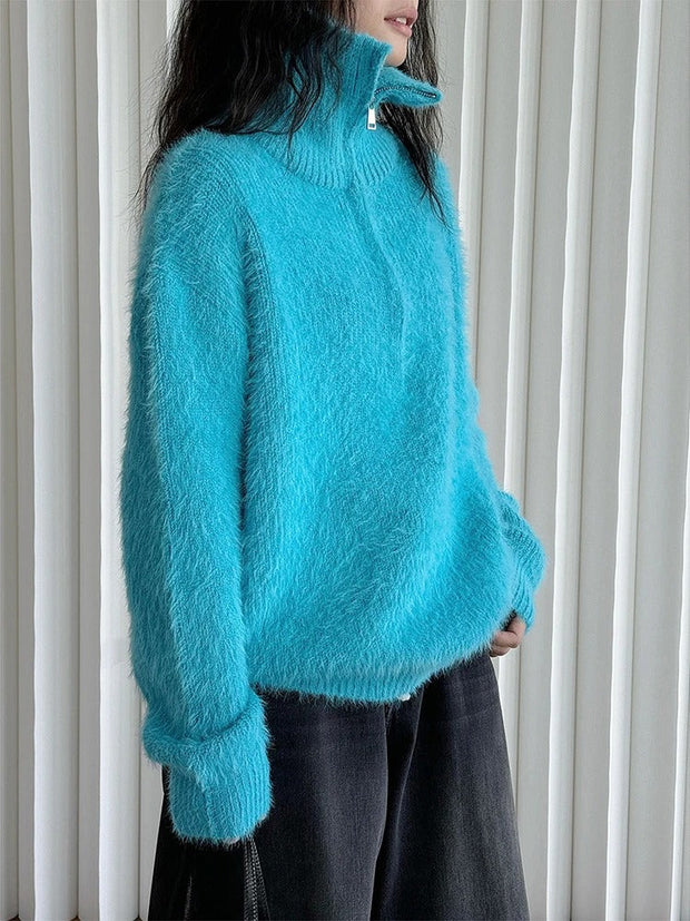 Gisela - Flauschiger Pullover mit Reißverschluss