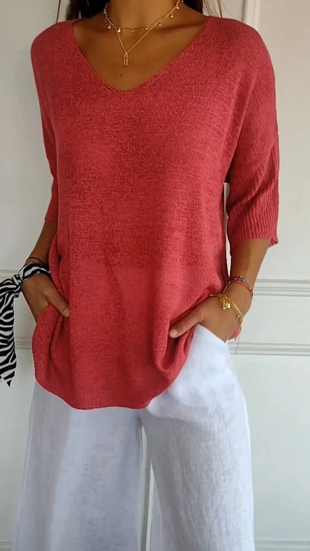 Mia - Oversize Shirt mit V-Ausschnitt