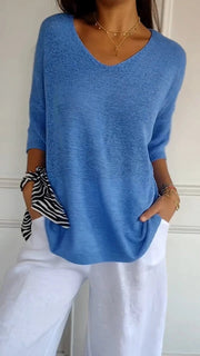 Mia - Oversize Shirt mit V-Ausschnitt