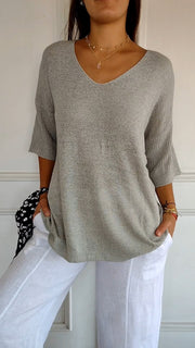 Mia - Oversize Shirt mit V-Ausschnitt
