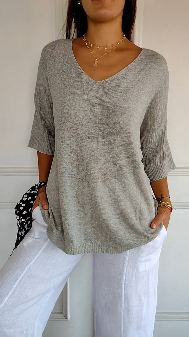 Mia - Oversize Shirt mit V-Ausschnitt