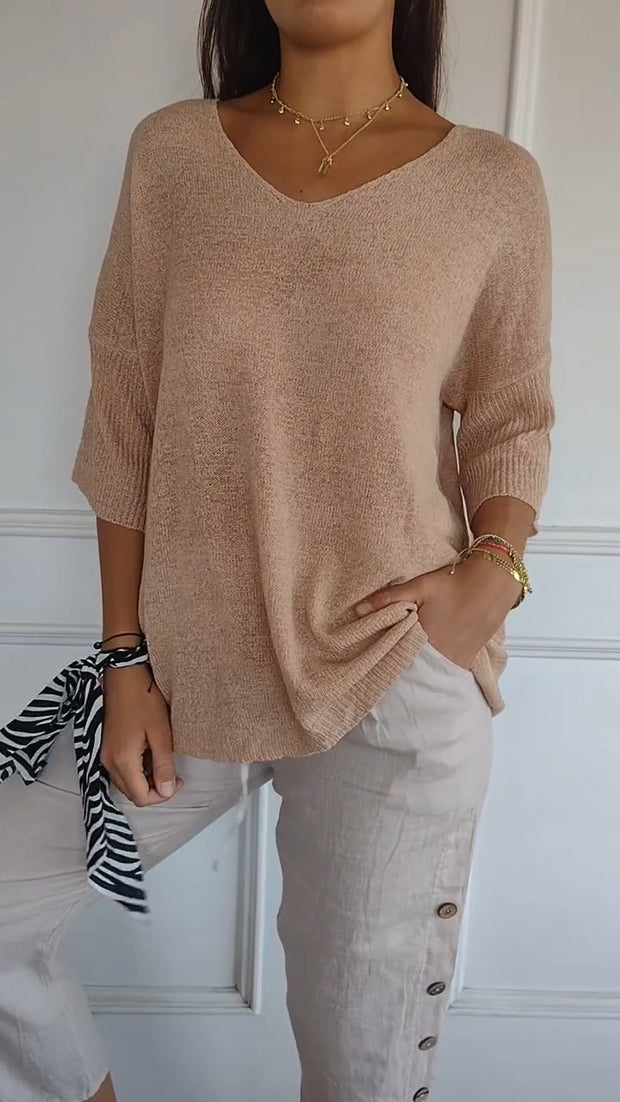 Mia - Oversize Shirt mit V-Ausschnitt