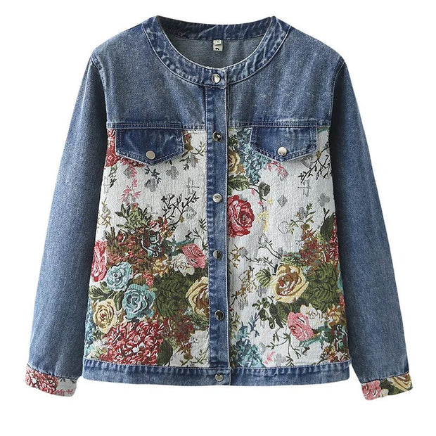Magdalena – Denimjacke mit Blumenstickerei