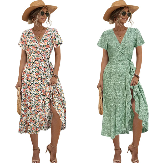 Liselotte – Robe portefeuille élégante à volants