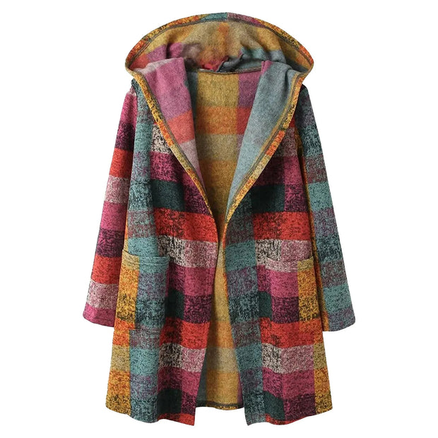 Emma - Manteau à capuche à carreaux