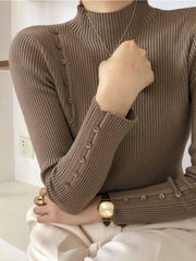 Friedrich – Pull élégant avec boutons décoratifs et col montant