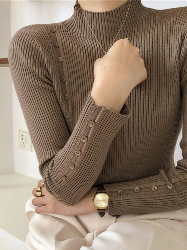 Friedrich – Pull élégant avec boutons décoratifs et col montant