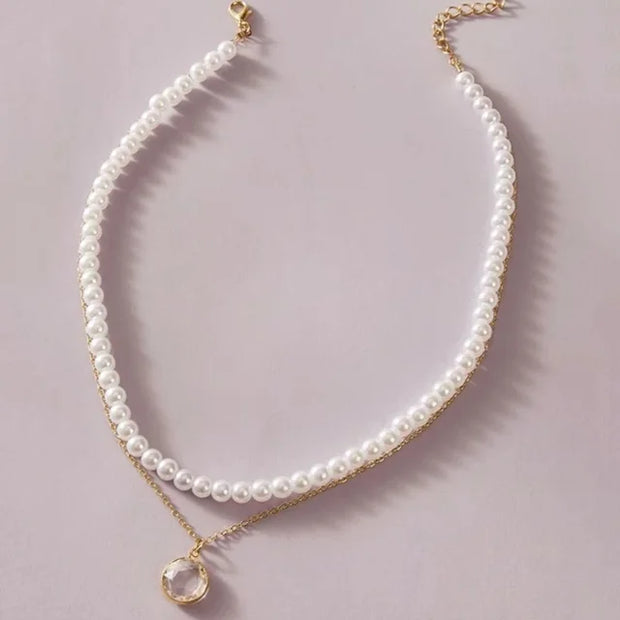 Ivy - Collier ras du cou élégant avec grand pendentif en cristal perlé