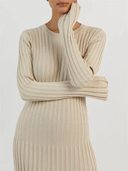 Felix - Robe longue côtelée à coupe moulante