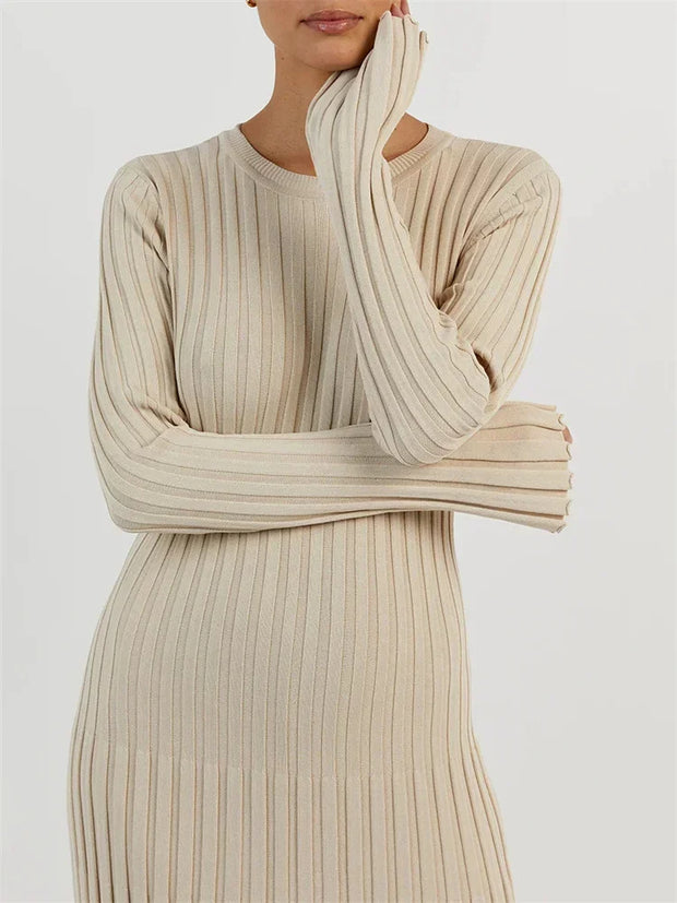 Felix - Robe longue côtelée à coupe moulante