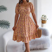 Liselotte – Robe fleurie féminine à manches bouffantes