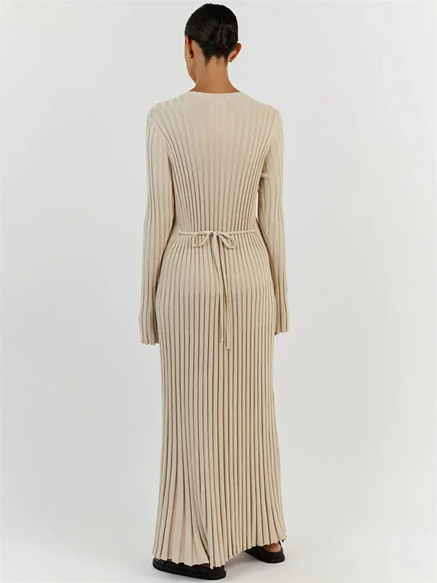 Felix - Robe longue côtelée à coupe moulante