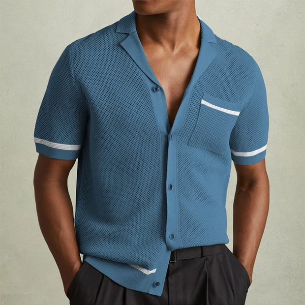 Darnulf - Luftiges Strick-Poloshirt mit Knopfleiste