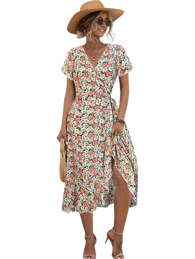 Liselotte – Robe portefeuille élégante à volants