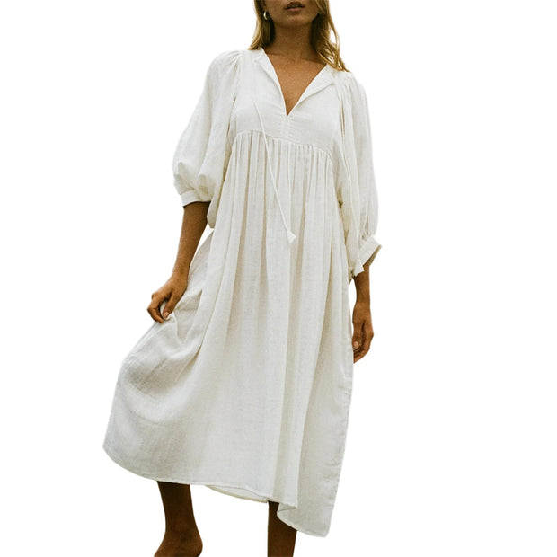 Alessia – Lockeres Boho-Kleid mit V-Ausschnitt