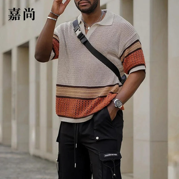 Darnulf - Retro-Strickshirt mit Farbstreifen