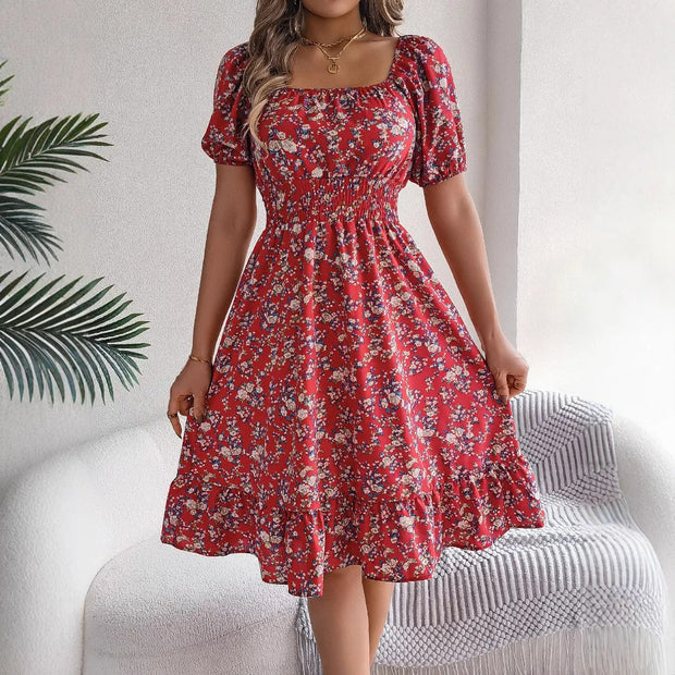 Liselotte – Robe fleurie féminine à manches bouffantes