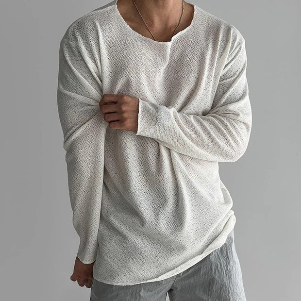 Darnulf - Lockerer Strickpullover mit Raw-Edge-Ausschnitt