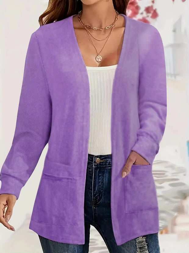 Magdalena – Stilvolle Strickjacke mit offener Front & Taschen