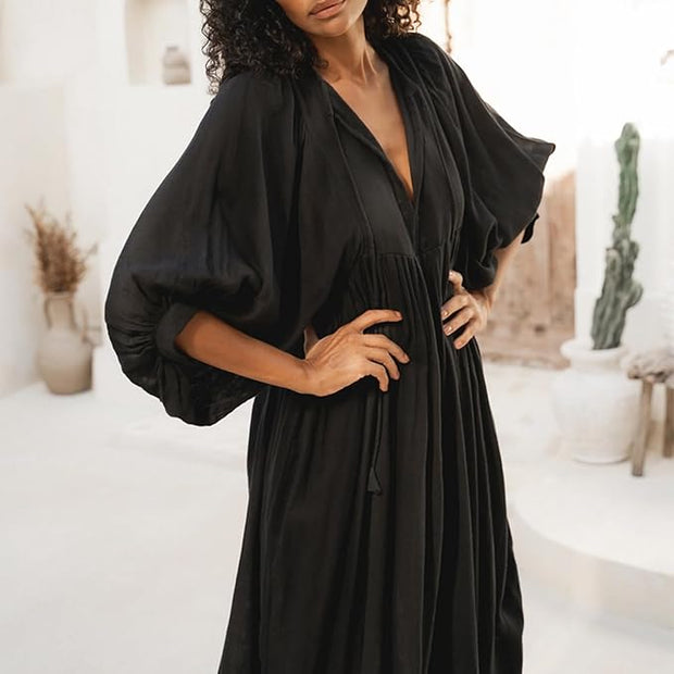 Alessia – Lockeres Boho-Kleid mit V-Ausschnitt