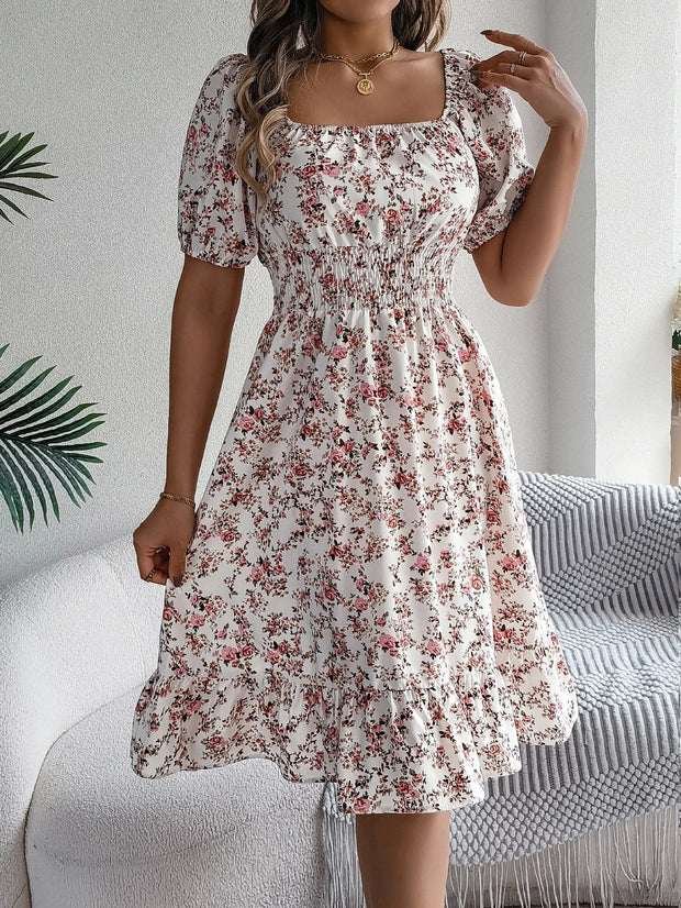 Liselotte – Robe fleurie féminine à manches bouffantes