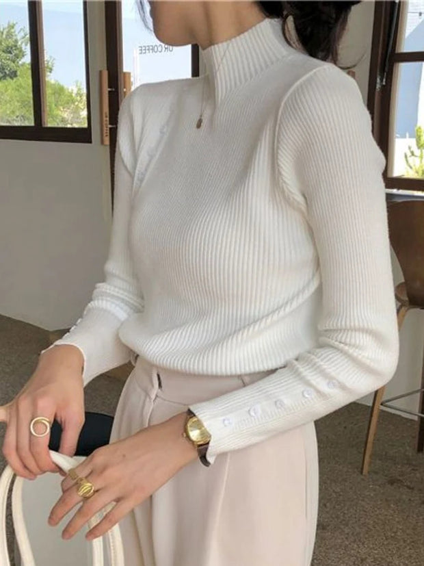 Friedrich – Pull élégant avec boutons décoratifs et col montant