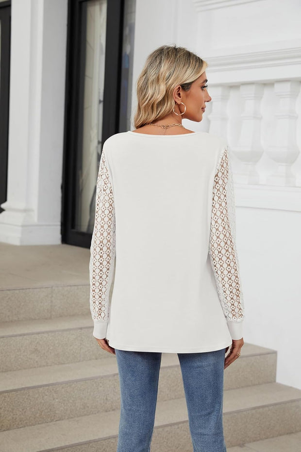 Carlotta - Haut à manches longues tendance avec détails en dentelle