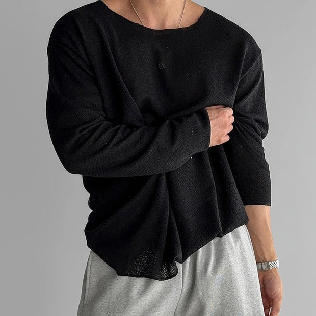 Darnulf - Lockerer Strickpullover mit Raw-Edge-Ausschnitt
