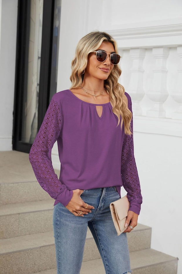 Carlotta - Haut à manches longues tendance avec détails en dentelle
