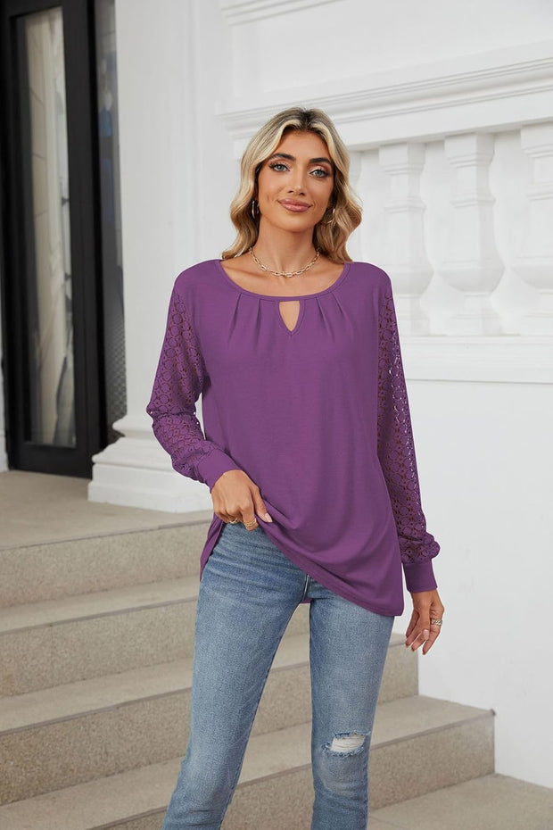Carlotta - Haut à manches longues tendance avec détails en dentelle