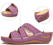 Giselotte - Bestickte Komfort-Sandalen mit Keilsohle