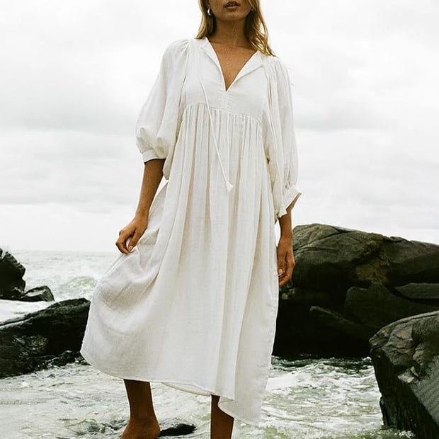 Alessia – Lockeres Boho-Kleid mit V-Ausschnitt