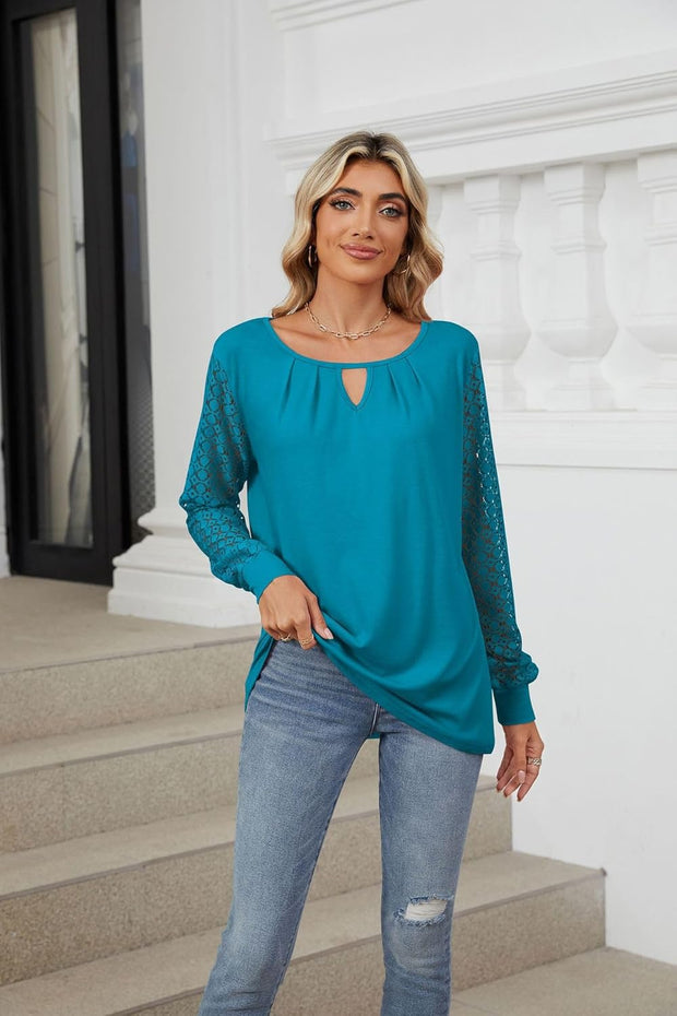 Carlotta - Haut à manches longues tendance avec détails en dentelle