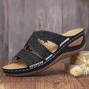 Giselotte - Bestickte Komfort-Sandalen mit Keilsohle