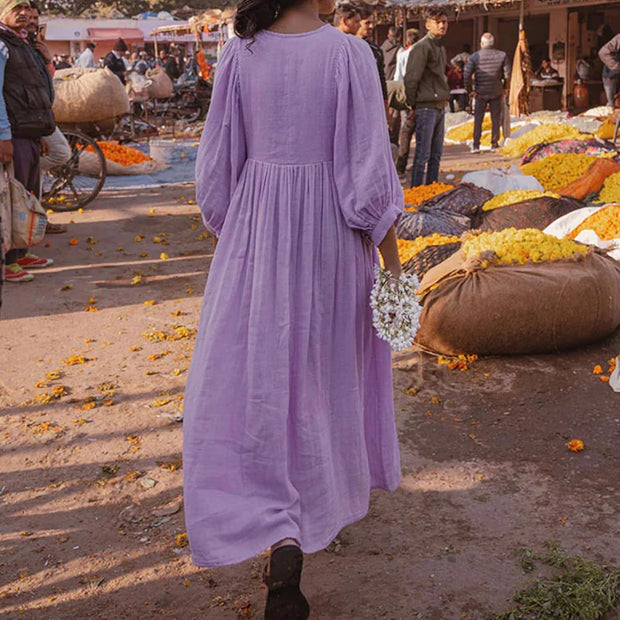 Alessia – Lockeres Boho-Kleid mit V-Ausschnitt