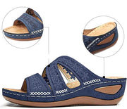 Giselotte - Bestickte Komfort-Sandalen mit Keilsohle